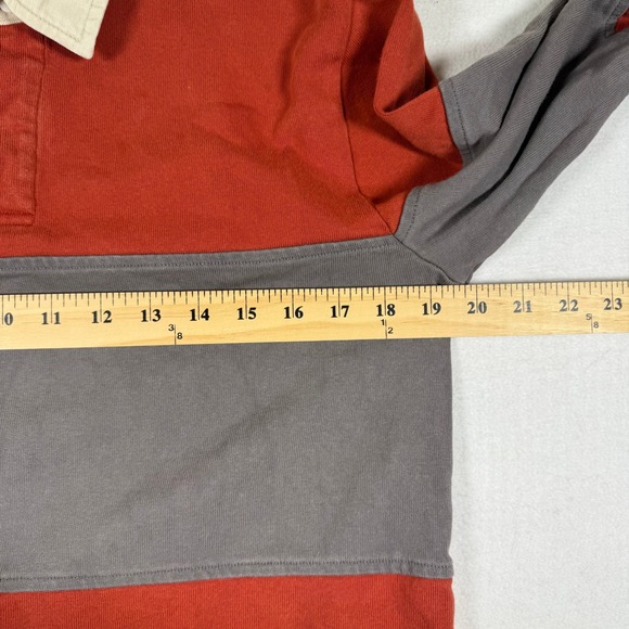 LL Bean Signature Mens Rugby Shirt Slim Fit Red Grey Colorblock Cotton 509435 S - Picture 7 of 10